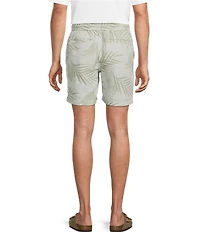 Caribbean Palm Print 7#double; Inseam Shorts