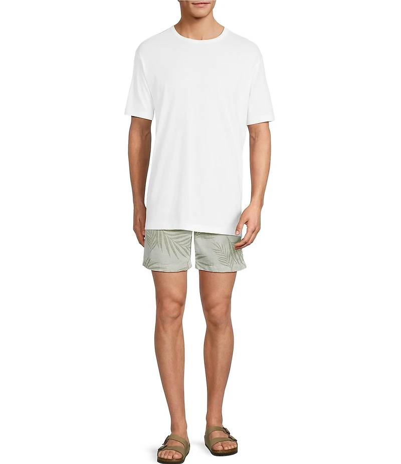 Caribbean Palm Print 7#double; Inseam Shorts