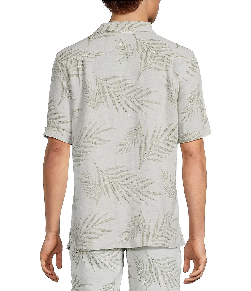 Caribbean Palm Print Short Sleeve Woven Camp Shirt