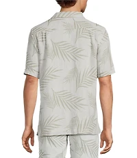 Caribbean Palm Print Short Sleeve Woven Camp Shirt