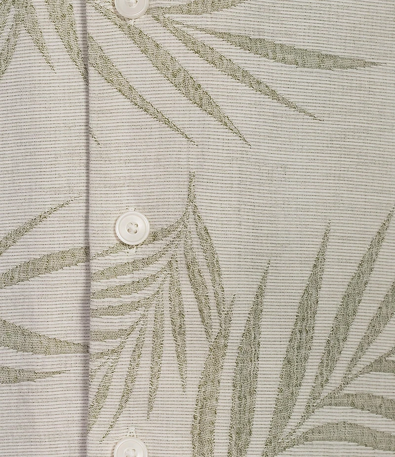 Caribbean Palm Print Short Sleeve Woven Camp Shirt