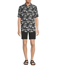 Caribbean Palm Print Short Sleeve Woven Shirt