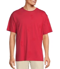 Caribbean Palm Tree Embroidery Short Sleeve T-Shirt