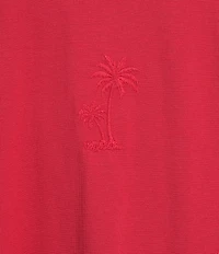 Caribbean Palm Tree Embroidery Short Sleeve T-Shirt
