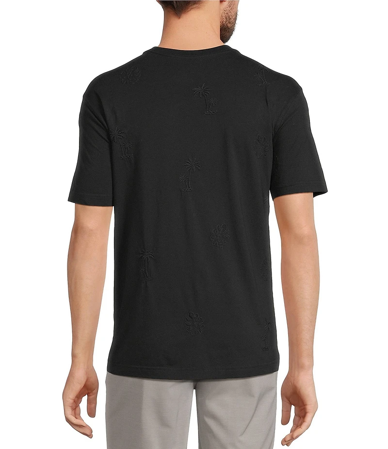 Caribbean Palm Tree Embroidery Short Sleeve T-Shirt