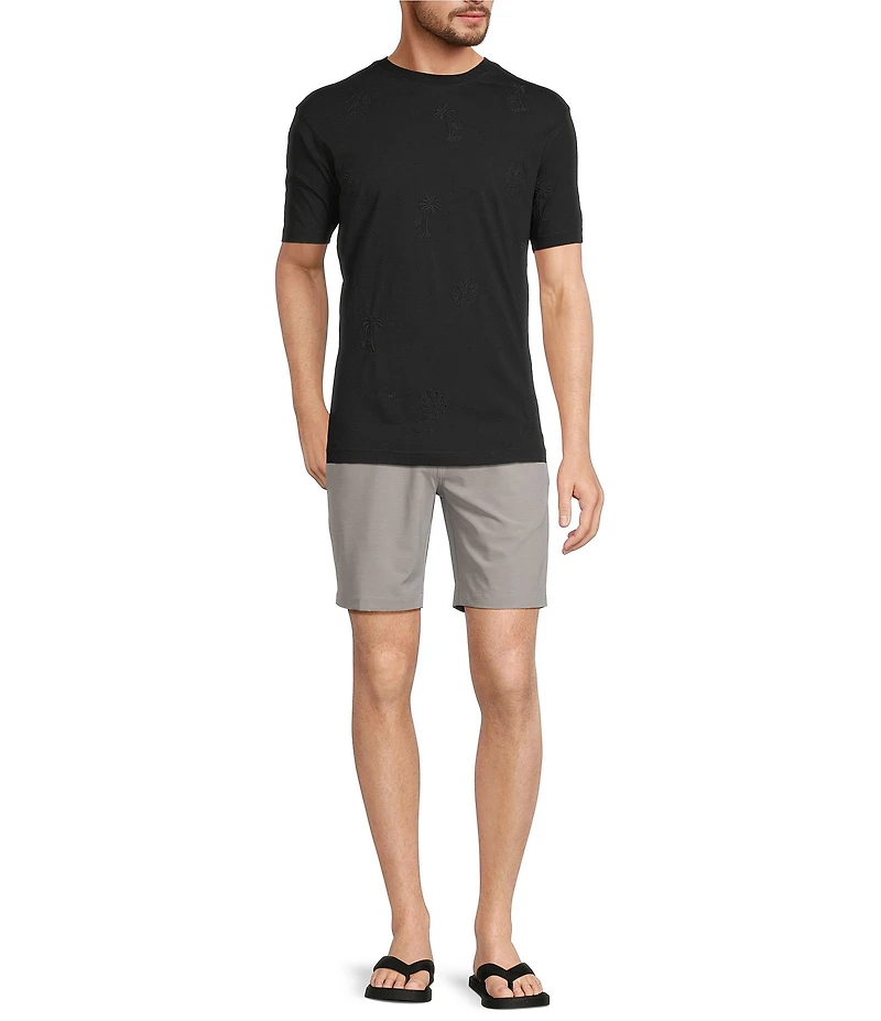 Caribbean Palm Tree Embroidery Short Sleeve T-Shirt