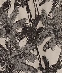 Caribbean Palm Tree Print Short Sleeve Woven Camp Shirt