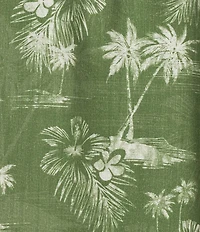 Caribbean Palm Tree Print Short Sleeve Woven Shirt