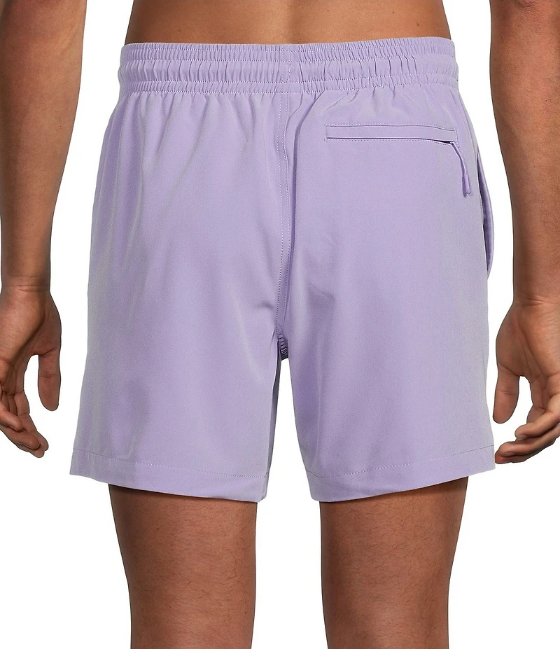 Caribbean Palmsway 6#double; Solid Swim Trunks