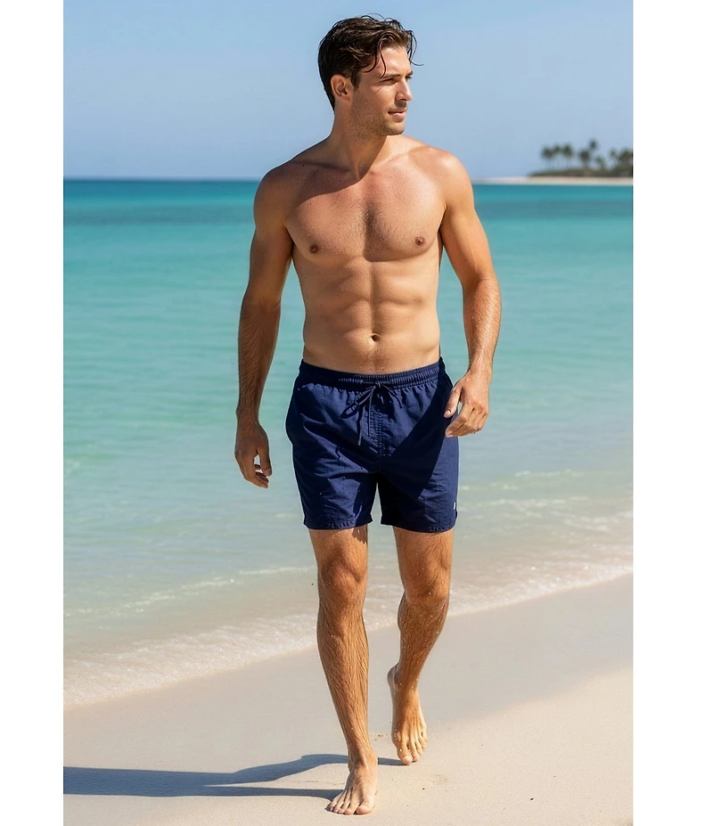 Caribbean Palmsway 6#double; Solid Swim Trunks