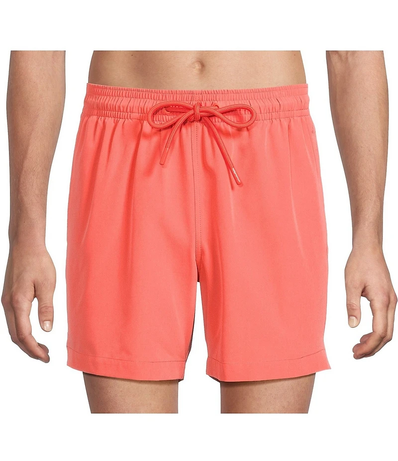 Caribbean Palmsway 6#double; Solid Swim Trunks