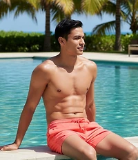 Caribbean Palmsway 6#double; Solid Swim Trunks