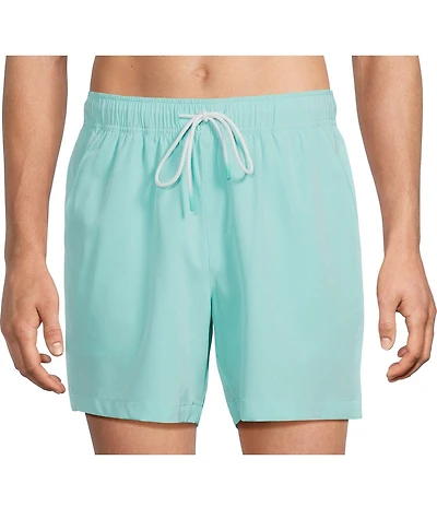 Caribbean Palmsway 6#double; Solid Swim Trunks