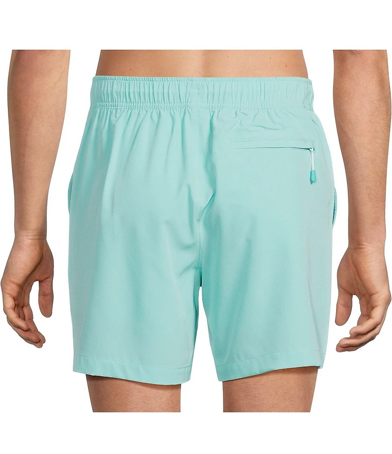 Caribbean Palmsway 6#double; Solid Swim Trunks