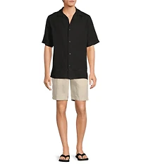 Caribbean Pintuck Linen Short Sleeve Woven Camp Shirt