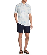 Caribbean Pique Botanical Print Short Sleeve Polo Shirt