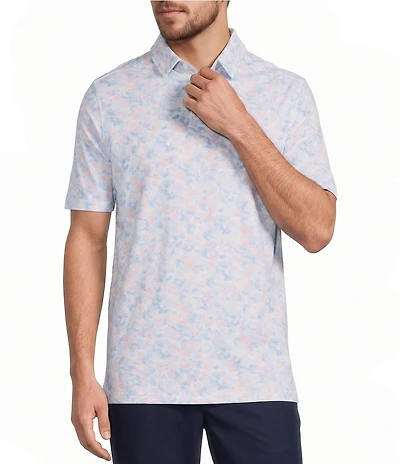 Caribbean Pique Floral Print Short Sleeve Polo Shirt