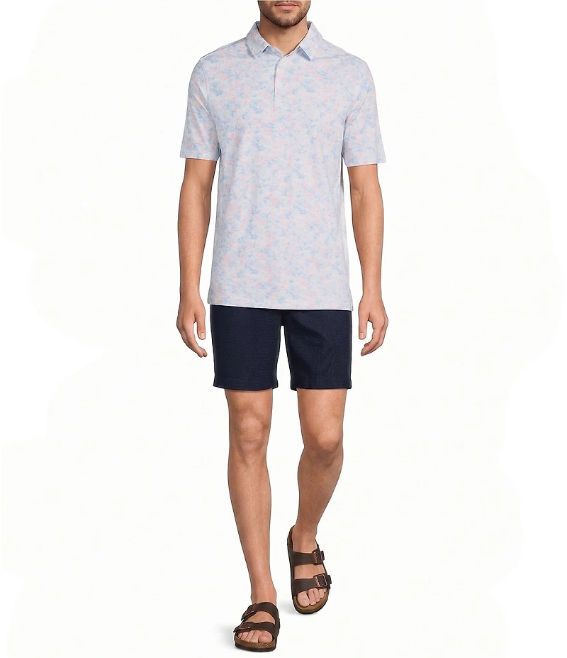 Caribbean Pique Floral Print Short Sleeve Polo Shirt