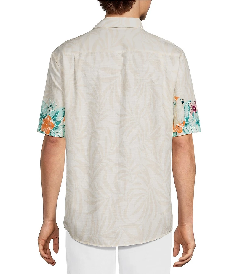 Caribbean Placed Bird Print Short Sleeve Woven Shirt