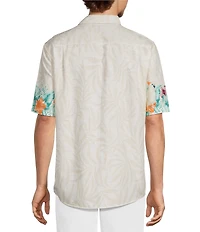 Caribbean Placed Bird Print Short Sleeve Woven Shirt