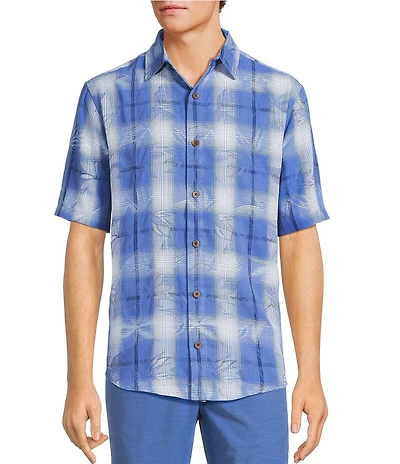 Caribbean Plaid Textured Short Sleeve Woven Shirt
