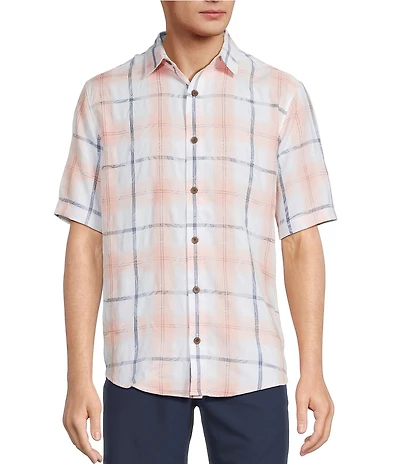 Caribbean Plaid Textured Short Sleeve Woven Shirt