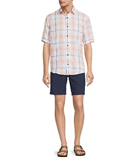 Caribbean Plaid Textured Short Sleeve Woven Shirt