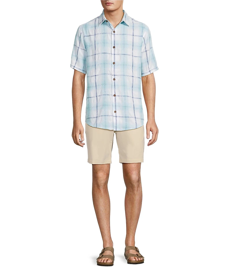 Caribbean Plaid Textured Short Sleeve Woven Shirt