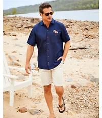 Caribbean Polly Want A Cocktail Embroidered Short Sleeve Woven Shirt