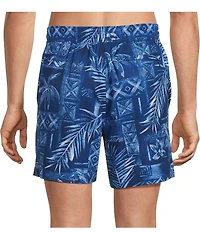 Caribbean Postcard Palm 6#double; Cabana Swim Trunks