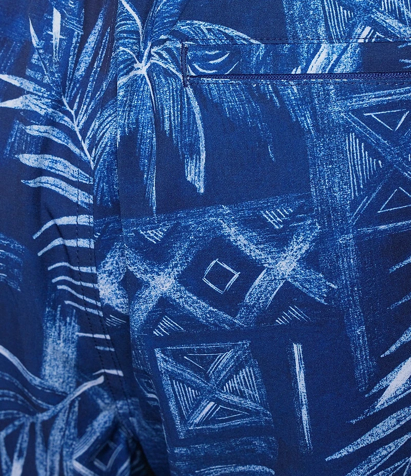 Caribbean Postcard Palm 6#double; Cabana Swim Trunks