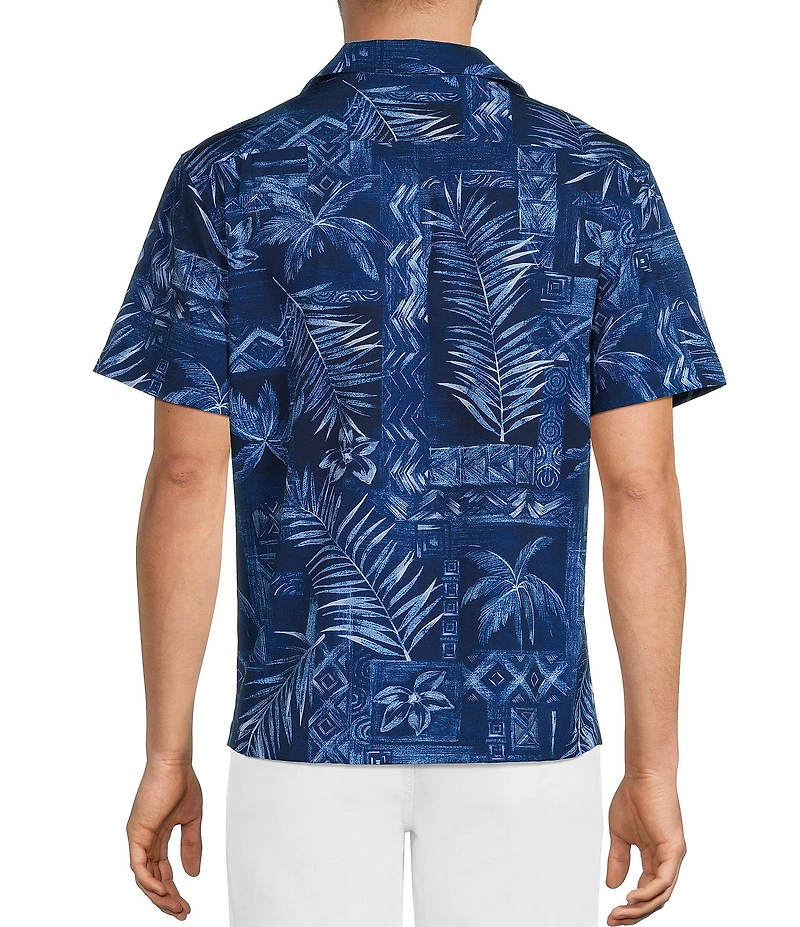 Caribbean Postcard Tropical Palm Cabana Camp Shirt