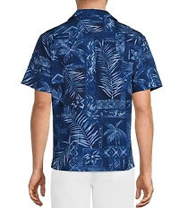Caribbean Postcard Tropical Palm Cabana Camp Shirt