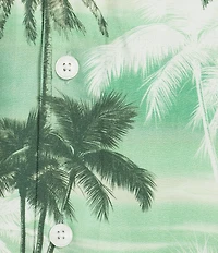 Caribbean Scenic Tropical Print Short Sleeve Woven Camp Shirt