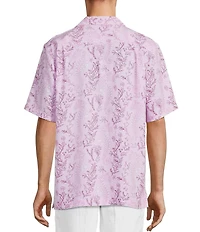 Caribbean Seahorse Print Short Sleeve Woven Camp Shirt