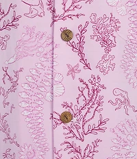 Caribbean Seahorse Print Short Sleeve Woven Camp Shirt