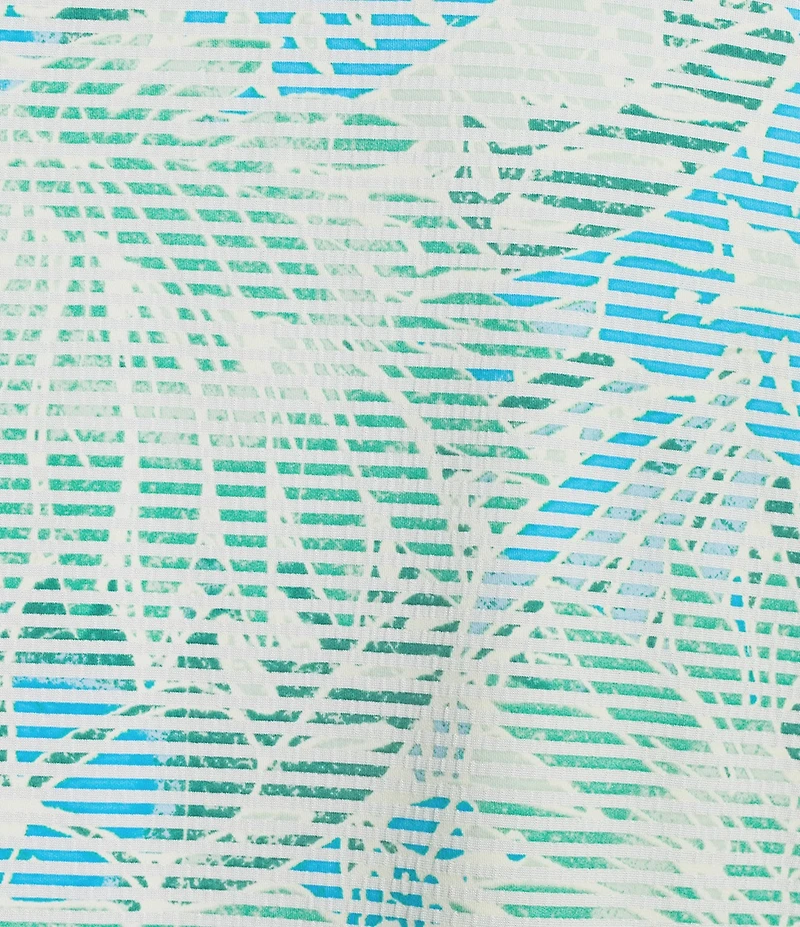 Caribbean Seersucker Leaf Print Short Sleeve Polo Shirt