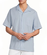 Caribbean Seersucker Short Sleeve Woven Camp Shirt