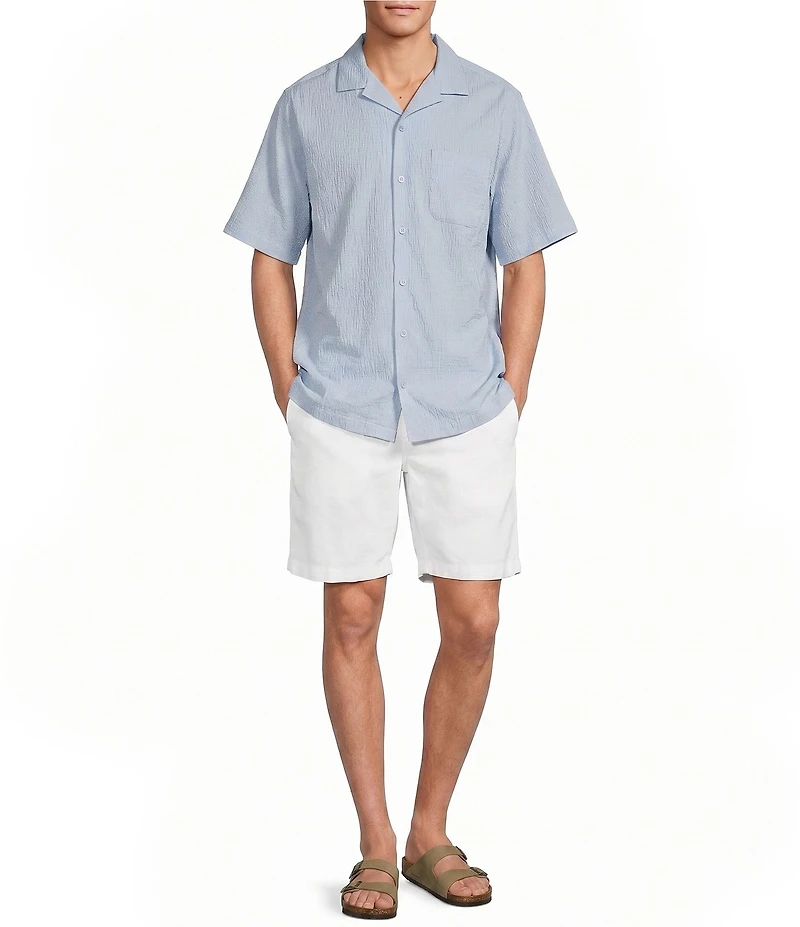 Caribbean Seersucker Short Sleeve Woven Camp Shirt