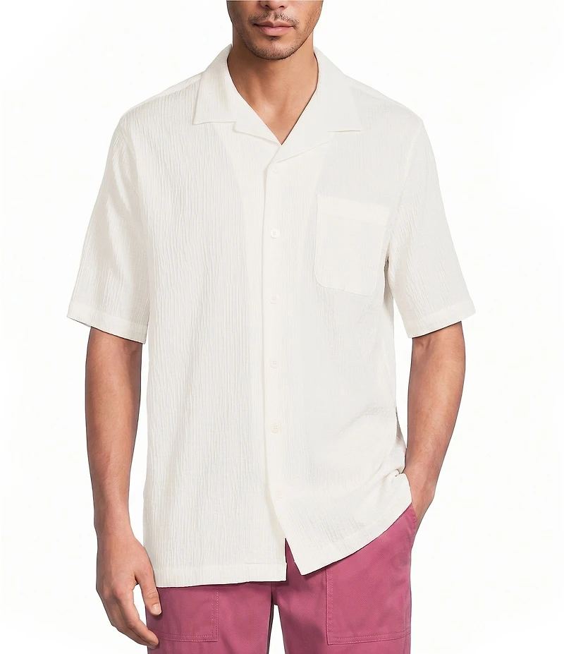 Caribbean Seersucker Short Sleeve Woven Camp Shirt