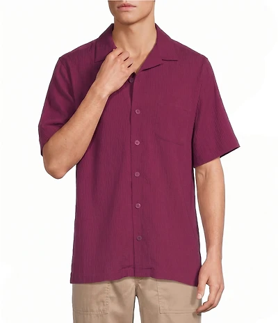 Caribbean Seersucker Short Sleeve Woven Camp Shirt