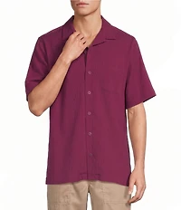 Caribbean Seersucker Short Sleeve Woven Camp Shirt