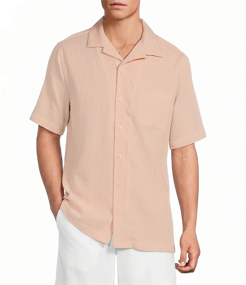 Caribbean Seersucker Short Sleeve Woven Camp Shirt