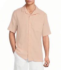 Caribbean Seersucker Short Sleeve Woven Camp Shirt