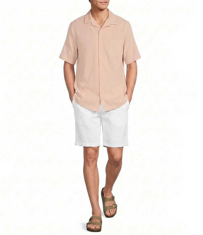 Caribbean Seersucker Short Sleeve Woven Camp Shirt