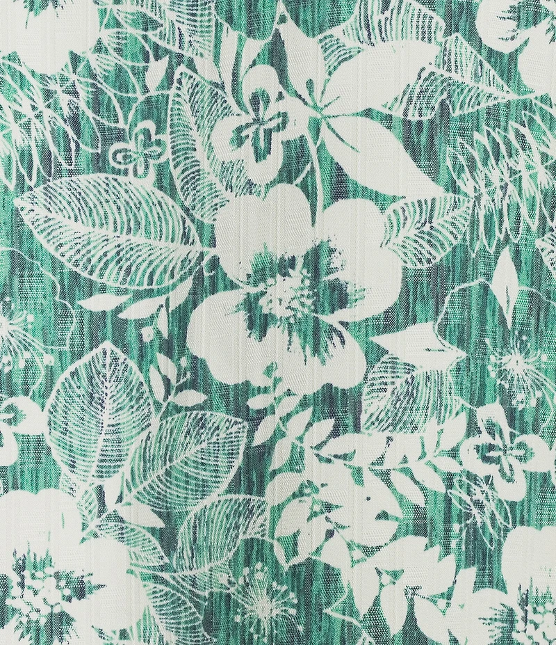 Caribbean Shadow Topical Floral Print Short Sleeve Woven Camp Shirt