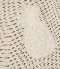 Caribbean Pineapple Print Linen Blend Short Sleeve Knit Button Front Shirt