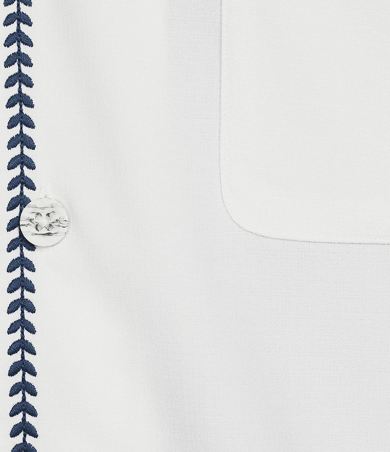 Caribbean Solid Cross Hatch Short Sleeve Woven Camp Shirt