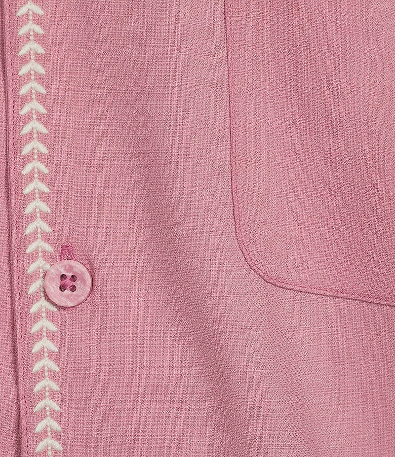 Caribbean Solid Cross Hatch Short Sleeve Woven Camp Shirt