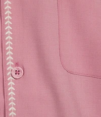Caribbean Solid Cross Hatch Short Sleeve Woven Camp Shirt